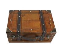 Luocute Valise en Bois Synthétique, Boîte de Rangement Décorative Vintage avec Serrures Plaquées CR et Décor de Carte Vintage, pour la Décoration de la Maison, Accessoires Photo, 11,8