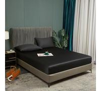 Luofanfei Drap Housse 180x200 Blanc Lyocell Bambou Bonnet 30 cm Unie Motif Drap de lit Tencel Soie Lisse Soyeux Brillant Adulte Uni Drap-Housse 180 x 200cm Respirant pour Matelas Épais