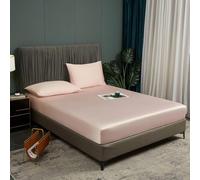 Luofanfei Drap Housse 180x200 Rose Lyocell Bambou Bonnet 30 cm Unie Motif Drap de lit Tencel Soie Lisse Soyeux Brillant Adulte Uni Drap-Housse 180 x 200cm Respirant pour Matelas Épais