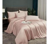 Luofanfei Housse de Couette Bambou 140x200 Rose Ado 1 Personne Lyocell Parure Linge de lit Uni Soie Lisse Soyeux Brillant Modern Ensemble Literie avec Fermeture éclair et 1x 65x65cm Taie d'oreiller