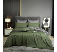Luofanfei Housse de Couette Bambou 220x240 Vert Olive Gris Adulte 2 Personnes Lyocell Parure Linge de lit Uni Soie Lisse Soyeux Brillant Modern Housse Couette Ensemble Literie avec Fermeture éclair