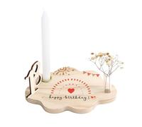 LUOJINYI Assiette d'anniversaire en Bois avec Porte-Bougie, Assiette d'anniversaire personnalisée en Bois avec Porte-Bougie, Années 0-9 Livre d'or, Cadeau d'anniversaire pour garçon Fille Adulte
