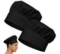 LuoJinZisy 2 PcsToque Cuisinier, Tablier Cuisine Toque Chef Unisexes | Toques de Chef en Coton noir pour Hommes et Femmes, Toque de Cuisinier Ajustable pour Maison, Hôtel et Cuisine
