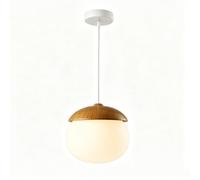 LUOYAOB Lampe suspendue Globe en verre, finition grain de bois
