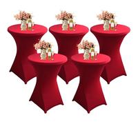LUOZIQINX Lot de 2/3/4/5 Nappe Mange Debout de Bistrot, Housse de Table de Cocktail 80x110cm, Housse Mange Debout en Spandex Extensible pour Bar, Mariage, Cocktail,Wine Red,5pcs
