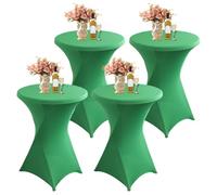 LUOZIQINX Lot de 2/3/4/5 Nappe Mange Debout de Bistrot, Housse de Table de Cocktail 80x110cm, Housse Mange Debout en Spandex Extensible pour Bar, Mariage, Cocktail,Vert,4pcs