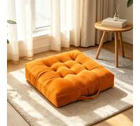 LUPATDY Coussins de Chaise 40 x 40 cm, 5 cm D'épaisseur en Velours Côtelé PP pour Extérieur et Intérieur, Coussin d’Assise en Cordon avec Poignée, pour Bureau, Salon, Cuisine,Balcon Terrasse (Orange)