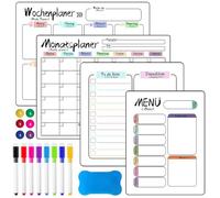 LUPATDY Lot de 4 Tableau Blanc Effacable, Tableau Magnetique Mural, Parfait Comme Planificateur Mensuel, To Do List, Planning Frigo Magnetique, Planificateur de Repas, Liste de