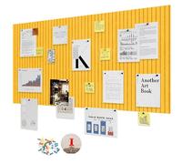 LUPATDY Tableau d'affichage autocollant en feutre, tableau en liège 60 x 40 cm, tableau en liège pour rappel, 0,9 cm d'épaisseur, décoration murale, tableau pliable avec pointes, jaune orange