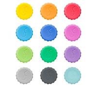 Lurch 210228 Set de bouchons couronne, 12 couleurs différentes, en silicone platine 100% sans BPA , Couleurs Assorties