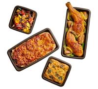 Lurch FlexiForm 85043 FlexiForm Lot de 4 moules à gratin en silicone platine de qualité supérieure Marron 11 x 11 x 3 cm et 11 x 24 x 3 cm