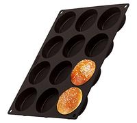 Lurch FlexiForm 85087 Lot de 12 moules pour 12 petits pains à hamburgers Ø 6,3 cm en silicone platine 100% sans BPA Marron