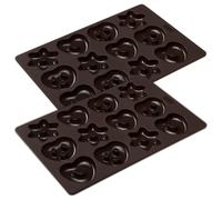 Lurch FlexiForm Lot de 2 mini moules en silicone platine de qualité supérieure pour 24 mini pains d'épices, cœurs et étoiles 20 x 30 cm