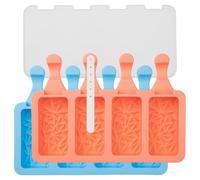 Lurch Popsicles Lot de 2 moules à glace en silicone réutilisables avec couvercle pour enfants et adultes - Triangle, aigue-marine/pêche