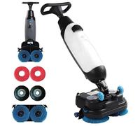 LURECAQING Autolaveuse autoportée rotative à 360°, autolaveuse Commerciale Portable, 43 cm de Large,1200 m²/h,90 à 120 Minutes, 2 x 250W Brosse, pour carrelage et sols scellés White