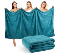 Lureon Serviette de Bain Grande Taille XXL 100x200 cm - 420 g/m² - Épaisse pour Sauna & Plage - Mixte Adulte - Hautement Absorbante et Ultra-Douce (Bleu Paon)