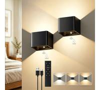 Lureshine 2PCS Applique Murale Rechargeable Capteur De Mouvement Batterie Rechargeable 5000mAh Applique Murale LED Applique Murale d'Intérieur Sans Fil Télécommande Veilleuse Dimmable 3 couleurs