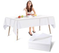 Luriseminger Nappe Blanche Jetable Effet Tissu, Lot de 20, 140 x 200 cm | Effet tissu léger, non-tissé avec film PE, reliées par des perforations et légèrement translucides, pour repas et fêtes