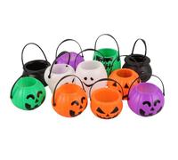 Lurrose 11 Pièces Seau à Bonbons en Plastique Vert de Citrouille, Réutilisable et Facile à Transporter, pour Fête Halloween et Décoration Créative