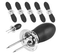 Lurrose 12 Pièces Fourche à Maïs en Acier Inoxydable, Lot Compact Noir, | Système de Verrouillage Sécurisé, Prise Ferme, Réduit les Glissements, pour Maison, Barbecue, Fêtes et Camping