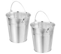 Lurrose 2 Pièces Seau à Graisse de Barbecue Seau D'huile de Graisse Portable Acier Galvanisé Argenté Facile à Nettoyer pour Cuisson Extérieure et Camping