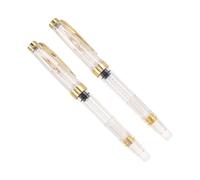 Lurrose 2 Pièces Stylo-plume à Piston Transparent Rechargeable | Plastique et Acier Inoxydable, Grosse Capacité D’encre, Usage en t Dessin, pour Professionnels