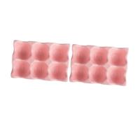 Lurrose 2 Pièces Volent de table en céramique de stockage d'oeufs bac organisateur d'oeufs réfrigérateur organisateur support d'oeuf en céramique Plateau à oeufs 6 grilles rose
