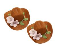 Lurrose 2pcs Chapeaux de Bouteille en Feutre Marron Stylés et Uniques, Décorations pour Bouteilles de Vin pour Fêtes et Noël, Résistants et Raffinés