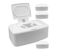 Lurrose 4 pièces Boîte Distributrice Lingettes Humides Boîte de Rangement Plastique Étanche Distributeur de Mouchoirs Rechargeable pour Maison Salle de Bain Chambre et Nurserie