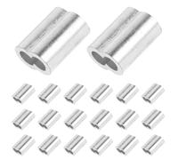 Lurrose 40 cosses à sertir pour câbles, manchons en aluminium à double trou de 6 mm pour câbles métalliques - Outil de gréement, embouts de fixation pour cordons, projets de bricolage.