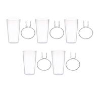 Lurrose 5 Ensembles Crochet avec Tasse, Organisateur Argenté | ABS et Acier, Capacité 500ml, Design Transparent Poli, pour Câbles, Cisailles Mini et Rangement Modulable