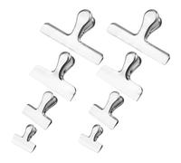 Lurrose 8 Pièces Clips de Fermeture pour Sachets de Goûter en Acier Inoxydable, Tailles 4/5,5/7,6/12cm, Argenté, pour Café et Conservation Alimentaire, Bureau Cuisine