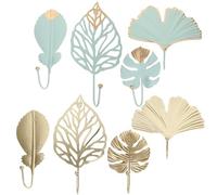Lurrose 8 Pièces Crochet Mural Feuille en Fer pour Manteau, Clés et | Patère Décorative à Fixer au Mur, Forme Feuilles Ajourées, Usage Salle de Bain ou Entrée, Lot A B C
