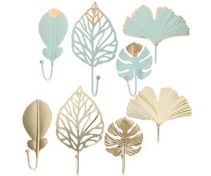 Lurrose 8 Pièces Crochet Mural Feuille en Fer pour Manteau, Clés et | Patère Décorative à Fixer au Mur, Forme Feuilles Ajourées, Usage Salle de Bain ou Entrée, Lot A B C
