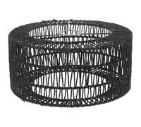 Lurrose Abat-jour Suspendu en Corde de Paille Tissée, Style Rustique Noir | Structure en Fer, Surface Lisse sans Bavures, Résistance à L'usure, pour Douille E27 Suspendre