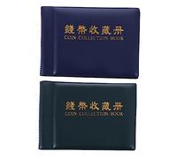 Lurrose Album de Collection de Pièces de Monnaie 2 Pièces, 60 Emplacements, Rangement Portable en Cuir PVC pour Collectionneurs