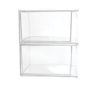 Lurrose Boîte de Rangement en Plastique Empilable 2pcs, Résistante à L'usure, Transparente, pour Organiser Maquillage et Accessoires de Bureau