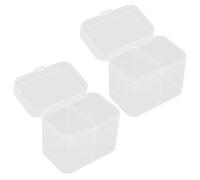 Lurrose Boîte de Rangement pour Coton à Ongles 2 Compartiments Couvercle Étanche, Plastique Solide, Compact et Léger, Organisateur Pratique pour Cosmétiques et Lingettes Dissolvantes,