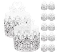 Lurrose Boîtes à Bonbons Forme Cygne Argenté Lot de 12 Transparentes en Plastique Rigide Boîtes à Dragées Élégantes Contenants pour Présents D'invités pour Fêtes, Anniversaires