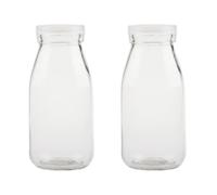 Lurrose Bouteilles Verre 250ml Matériau Verre Résistant à Haute Température Lot de 2 pour Lait et Yaourt Couvercle Hermétique pour Familles et Restaurants