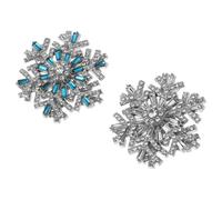 Lurrose Broche de Noël Flocon de Neige 2pcs pour Femme en Alliage et Cristaux, Design Élégant et Vintage, Épingle Portable pour Mariage D'hiver et Vêtements Festifs