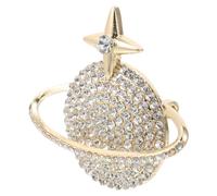 Lurrose Broche Épingle de Col Planète Dorée en Alliage de Zinc avec Cristaux, Design Élégant et Artisanal, pour Soirées et Fêtes, Accessoire Mode pour Femmes