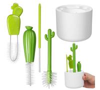Lurrose Brosse Multifonction pour Bouteilles et Pailles - Set 4 Pièces Blanc - Nettoyant Pratique pour Couvercles et Rainures - Accessoire la Cuisine Réutilisable, Facile à Utiliser