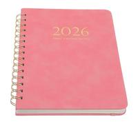 Lurrose Classeur de Planification 2026 en Cuir Pu Rose avec Calendrier Hebdomadaire et Mensuel, Organisation des Tâches pour Femmes Lors de Réunions ou Voyages