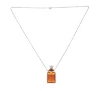 Lurrose Collier Flacon de Parfum en Verre | Flacon Diffuseur d'Huiles Essentielles 3 ml avec Bouchon Couronne | Pendentif de Parfum - Bijou Souvenir - Cadeau Femme