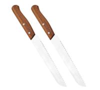Lurrose Couteau à Long avec Lame Dentelée en Acier Inoxydable et Manche en Bois Ergonomique Coupe Précise et Facile Cuisine