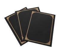 Lurrose Couverture et Papier Noir 3 Pièces de Certificat Facile à Transporter Coins Arrondis Résistante aux Rayures, pour Diplômes et Documents Officiels