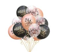 Lurrose Ensemble de 15 Ballons en Latex Noir Confettis Dorés pour Fête Nouvel An, Décorations Créatives sans Odeur, pour Soirées à Thème