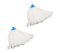 Lurrose Lot de 2 Têtes de Rechange pour Balai à Franges Rondes 22mm en Tissu Pp Blanc Réutilisables Installation Rapide pour Nettoyage Professionnel et Balayage à Sec