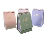 Lurrose Lot de 4 mini calendriers de bureau : calendrier de bureau à rabat 2027, format minimaliste, reliure spirale, idéal pour le et la maison. Couleurs : vert, blanc, rose, violet clair.